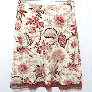 Ann Taylor LOFT Silk Cotton Blend A-line Paisley Skirt, Size 8P